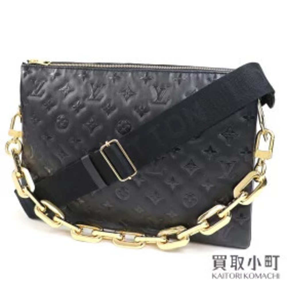 Louis Vuitton Coussin Monogram Embossed Lambskin Chain Shoulder Bag Black